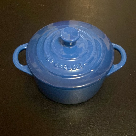 Le Creuset Other - Le Creuset 8 Oz Mini 4" Cocotte Marseille Blue Stoneware Casserole Petite.